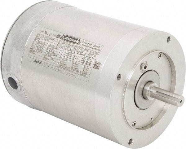 Leeson - 1/2 Max hp, 1,800 Max RPM, Electric AC DC Motor - 230/460 V Input, Three Phase, 56C Frame, C-Face Mount, TENV Enclosure - Top Tool & Supply