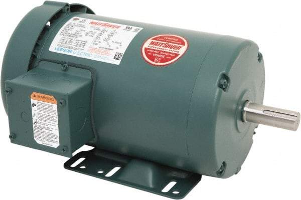 Leeson - 3 Max hp, 3,600 Max RPM, Premium Efficient Electric AC DC Motor - 230/460 V Input, Three Phase, 145T Frame, Rigid Base Mount, TEFC Enclosure - Top Tool & Supply