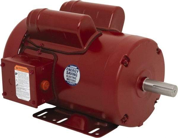 Leeson - 1-1/2 Max hp, 1,800 Max RPM, Electric AC DC Motor - 115/208-230 V Input, Single Phase, 56HZ Frame, Rigid Base Mount, TEFC Enclosure - Top Tool & Supply