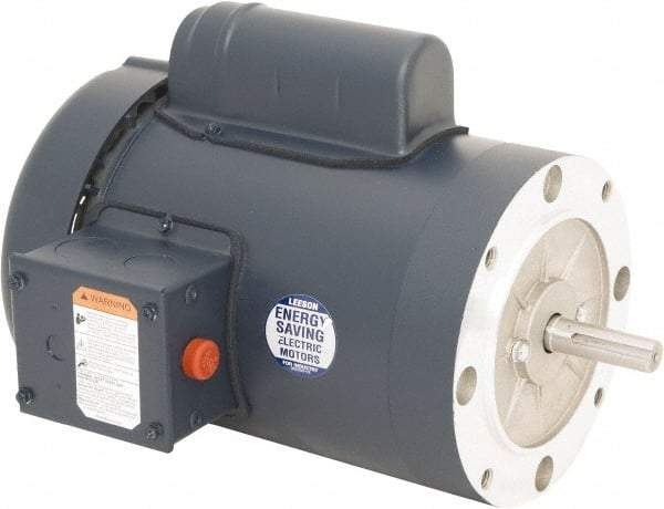 Leeson - 3/4 Max hp, 1,500 Max RPM, Electric AC DC Motor - 110/220 V Input, Single Phase, 56C Frame, C-Face Mount, TEFC Enclosure - Top Tool & Supply