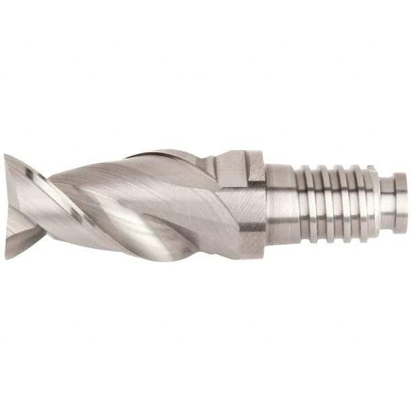 Kennametal - 10mm Mill Diam, 15mm LOC, 35mm OAL, 2 Flute Square End Mill Head - Duo-Lock 10 Connection, Solid Carbide, Uncoated, Right Hand Flute, Spiral Flute, Centercutting, 45° Helix, Series ABDF - Top Tool & Supply