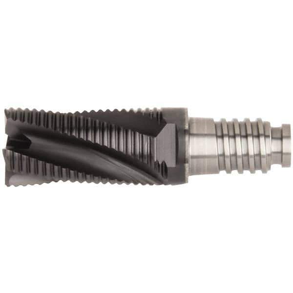 Kennametal - 10mm Diam, 15mm LOC, 4 Flute, 0.5mm Corner Chamfer End Mill Head - Solid Carbide, AlTiN Finish, Duo-Lock 10 Connection, Spiral Flute, 20° Helix, Centercutting - Top Tool & Supply