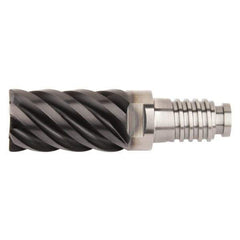 Kennametal - 16mm Diam, 24mm LOC, 6 Flute, 0.75mm Corner Radius End Mill Head - Solid Carbide, AlTiN Finish, Duo-Lock 16 Connection, Spiral Flute, 45° Helix, Centercutting - Top Tool & Supply