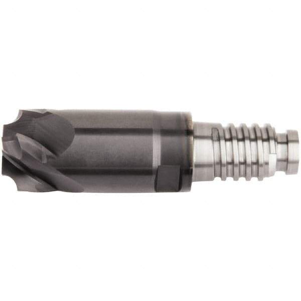 Kennametal - 10mm Diam, 1.5mm LOC, 4 Flute, 1.5mm Corner Radius End Mill Head - Solid Carbide, AlTiN Finish, Duo-Lock 10 Connection, Spiral Flute, 0° Helix - Top Tool & Supply