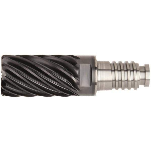 Kennametal - 10mm Diam, 15mm LOC, 9 Flute, 1.5mm Corner Radius End Mill Head - Solid Carbide, AlTiN Finish, Duo-Lock 10 Connection, Spiral Flute, 36° Helix - Top Tool & Supply