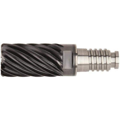 Kennametal - 1" Diam, 1-1/2" LOC, 19 Flute, 0.06" Corner Radius End Mill Head - Solid Carbide, AlTiN Finish, Duo-Lock 25 Connection, Spiral Flute, 36° Helix - Top Tool & Supply