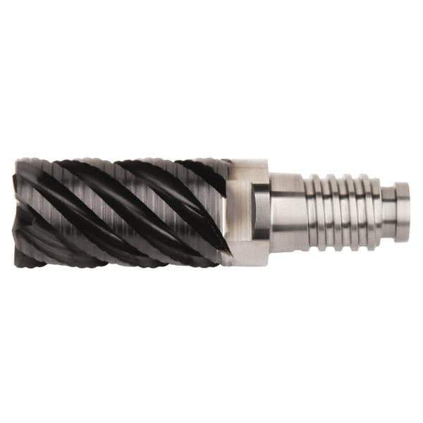 Kennametal - 10mm Diam, 15mm LOC, 4 Flute, 0.5mm Corner Radius End Mill Head - Solid Carbide, AlTiN Finish, Duo-Lock 10 Connection, Spiral Flute, 45° Helix, Centercutting - Top Tool & Supply