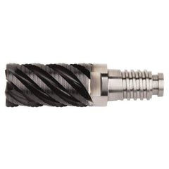 Kennametal - 1" Diam, 1-1/2" LOC, 6 Flute, 0.03" Corner Radius End Mill Head - Solid Carbide, AlTiN Finish, Duo-Lock 25 Connection, Spiral Flute, 45° Helix, Centercutting - Top Tool & Supply