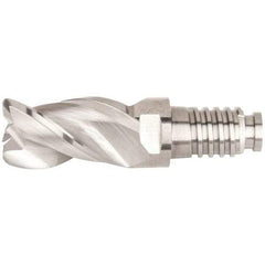 Kennametal - 3/8" Diam, 9/16" LOC, 3 Flute, 0.09" Corner Radius End Mill Head - Solid Carbide, Uncoated, Duo-Lock 10 Connection, Spiral Flute, 38° Helix, Centercutting - Top Tool & Supply