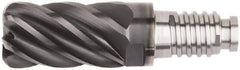 Kennametal - 1/2" Diam, 3/4" LOC, 6 Flute, 0.09" Corner Radius End Mill Head - Solid Carbide, AlTiN Finish, Duo-Lock 12 Connection, Spiral Flute, 37 & 39° Helix, Centercutting - Top Tool & Supply