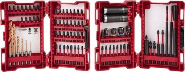 Milwaukee Tool - 75 Piece, Impact Driver Bit Set - 1/4 to 3/16" Hex, #1 to #3, Drilling/Screwdriving Utility Accessory Set Kit, 1/4" Hex Drive, Hex Point - Top Tool & Supply