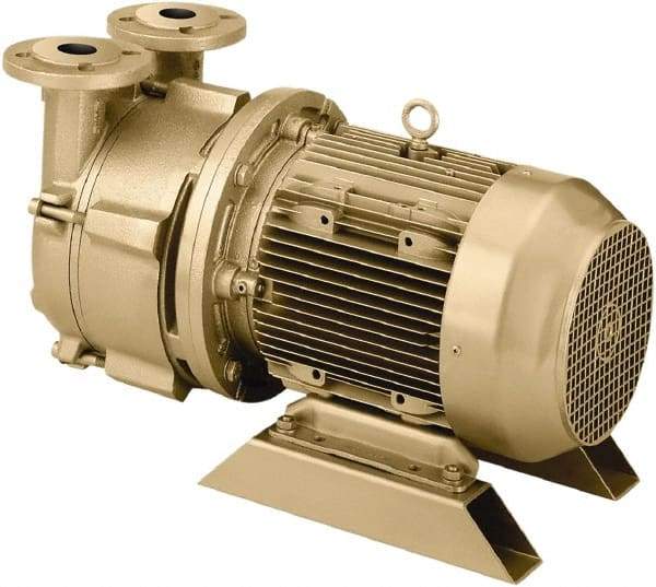 DEKKER Vacuum Technologies - 28.5 Hg Max, 3/8" FNPT Inlet & Discharge, Single Stage Liquid Ring Vaccum Pump - 6 CFM, 0.75 hp, Bronze Housing, Bronze Impeller, 3,500 RPM, 230/460 Volts - Top Tool & Supply