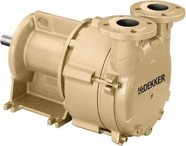 DEKKER Vacuum Technologies - 29 Hg Max, 1-1/2" ANSI 150# RF Flanged Inlet & Discharge, Single Stage Liquid Ring Vaccum Pump - 300 CFM, 20 hp, Cast Iron Housing, 316 Stainless Steel Impeller, 1,750 RPM, 230/460 Volts - Top Tool & Supply