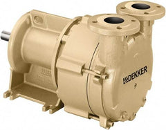 DEKKER Vacuum Technologies - 29 Hg Max, 1" FNPT Inlet & Discharge, Single Stage Liquid Ring Vaccum Pump - 20 CFM, 1.5 hp, Cast Iron Housing, 316 Stainless Steel Impeller, 3,500 RPM, 230/460 Volts - Top Tool & Supply