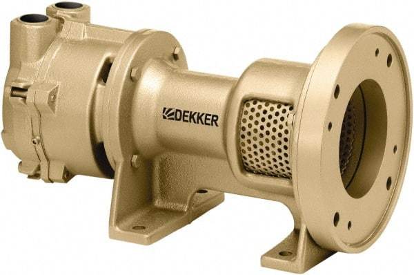 DEKKER Vacuum Technologies - 29 Hg Max, 1-1/2" ANSI 150# RF Flanged Inlet & Discharge, Single Stage Liquid Ring Vaccum Pump - 75 CFM, 5 hp, Cast Iron Housing, 316 Stainless Steel Impeller, 1,750 RPM, 230/460 Volts - Top Tool & Supply