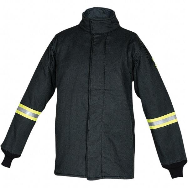 Oberon - Size XL Arc Flash Coat - Black, Aramid, Zipper with Hook & Loop Flap Closure, 46" Chest - Top Tool & Supply