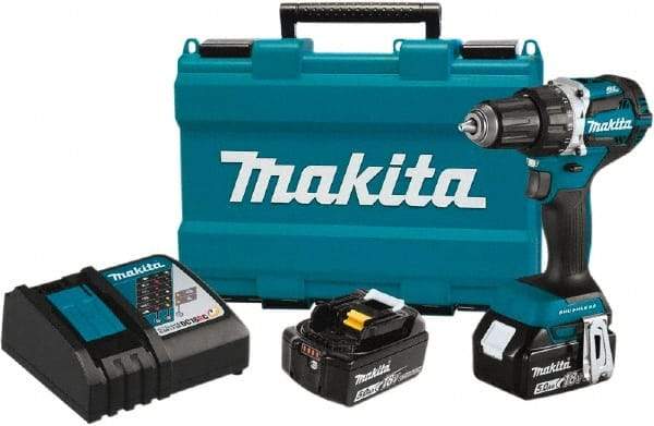 Makita - 18 Volt 1/2" Chuck Pistol Grip Handle Cordless Drill - 0-2000 RPM, Reversible, 2 Lithium-Ion Batteries Included - Top Tool & Supply