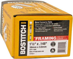 Stanley Bostitch - 16 Gauge 0.0598" Shank Diam 2-1/2" Long Metal Connecting Nails for Power Nailers - Steel, Galvanized Finish, Smooth Shank, Angled Stick Paper Tape Collation, Round Head - Top Tool & Supply