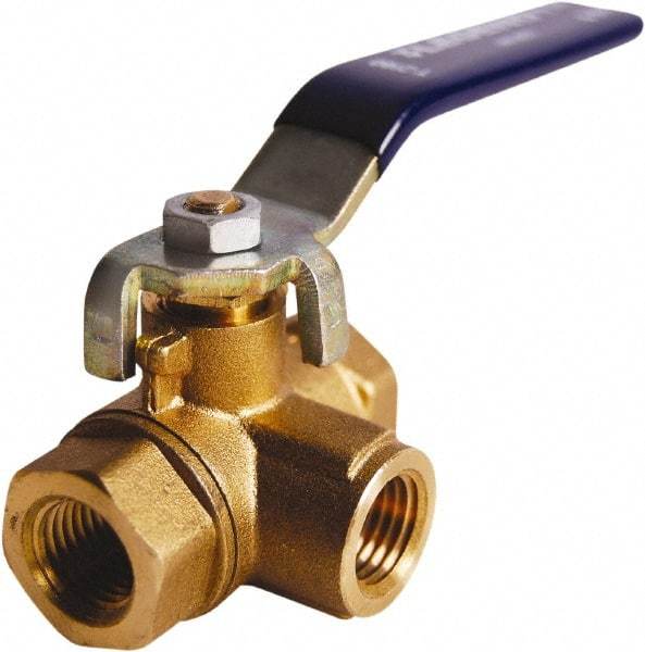 Legend Valve - 2" Pipe, Large Port, Brass Diverter Ball Valve - Inline - Three Way Flow, FIPT x FIPT x FIPT Ends, Lever Handle, 600 WOG, 150 WSP - Top Tool & Supply