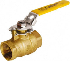 Legend Valve - 1-1/4" Pipe, Full Port, Brass Full Port Ball Valve - 2 Piece, FNPT x FNPT Ends, Locking Lever Handle, 600 WOG, 150 WSP - Top Tool & Supply