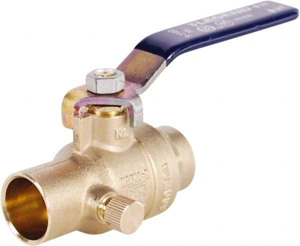 Legend Valve - 1/2" Pipe, Full Port, Lead Free Brass Full Port Ball Valve - 2 Piece, Solder x Solder Ends, Lever Handle, 600 WOG - Top Tool & Supply