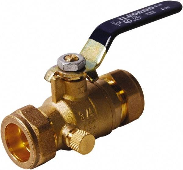 Legend Valve - 3/4" Pipe, Full Port, Lead Free Brass UL, CSA, FM, NSF Approved Ball Valve - 2 Piece, Comp x Comp Ends, Lever Handle, 600 WOG - Top Tool & Supply