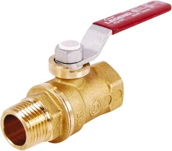 Legend Valve - 1/8" Pipe, Standard Port, Lead Free Brass Standard Ball Valve - 2 Piece, MNPT x FNPT Ends, Lever Handle, 400 WOG, 125 WSP - Top Tool & Supply