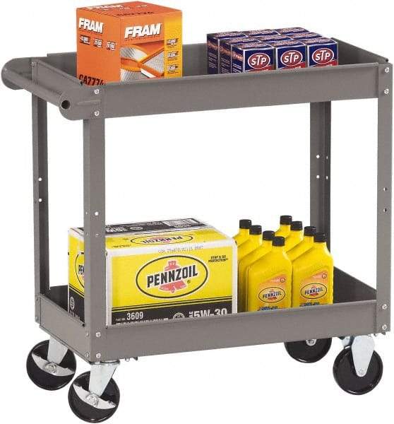 Tennsco - 150 Lb Capacity, 30" Wide x 16" Long x 32" High Service Cart - 2 Shelf, Steel, 2 Rigid/2 Swivel Casters - Top Tool & Supply