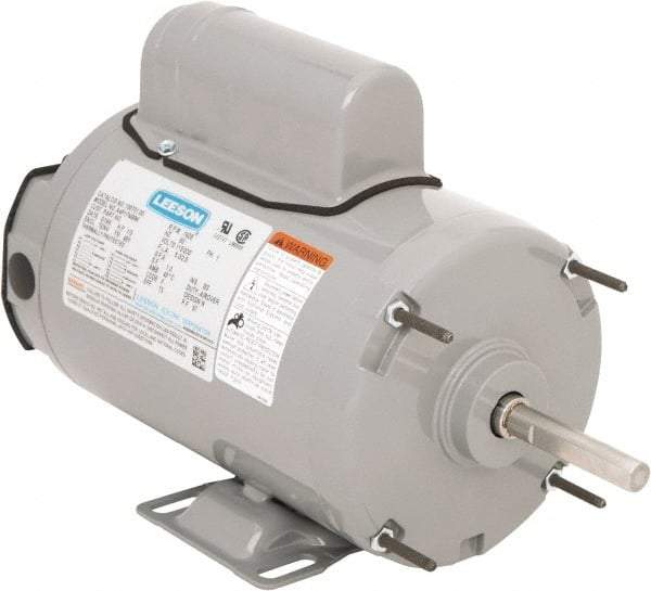 Leeson - 1/3 Max hp, 1,625 Max RPM, Electric AC DC Motor - 115/230 V Input, Single Phase, 48Y Frame, 1/2" Shaft Diam, Rigid Base Mount, TEAO Enclosure - Top Tool & Supply