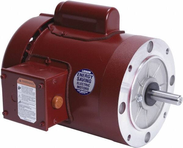 Leeson - 1 Max hp, 1,800 Max RPM, Electric AC DC Motor - 115/208-230 V Input, Single Phase, 56C Frame, 5/8" Shaft Diam, C-Face Mount, TEFC Enclosure - Top Tool & Supply