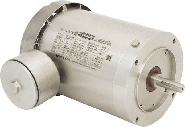 Leeson - 1 Max hp, 1,800 Max RPM, Premium Efficient Electric AC DC Motor - 230/460 V Input, Three Phase, 56C Frame, 5/8" Shaft Diam, C-Face Mount, TEFC Enclosure - Top Tool & Supply