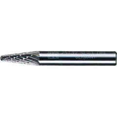 PFERD - 1/4" Cut Diam, 1/4" Shank Diam, 14° Taper Head Double Cut Burr - Tungsten Carbide, 5/8" LOC, 1-15/16" OAL - Top Tool & Supply