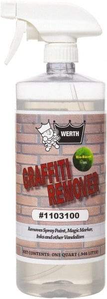 Werth Sanitary Supply - 32 oz Bottle Graffiti/Vandal Mark Remover - VOC Content g/L 250, Removes Graffiti, Adhesives & Grease - Top Tool & Supply