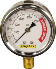 TK Simplex - Hydraulic Pressure Gages & Adapters Type: Liquid-Filled Gauge Pressure Rating: 0 - 10000 - Top Tool & Supply