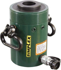 TK Simplex - 6" Stroke, 60 Ton Portable Hydraulic Hollow Hole Cylinder - 12.73 Sq In Effective Area, 76.41 Cu In Oil Capacity, 12.75 to 18.75" High, 3-5/8" Plunger Diam, 10,000 Max psi - Top Tool & Supply