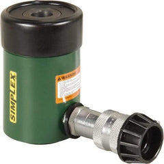 TK Simplex - 1-5/8" Stroke, 12 Ton Portable Hydraulic Hollow Hole Cylinder - 2.76 Sq In Effective Area, 4.5 Cu In Oil Capacity, 4.75 to 6.38" High, 1-3/8" Plunger Diam, 10,000 Max psi - Top Tool & Supply