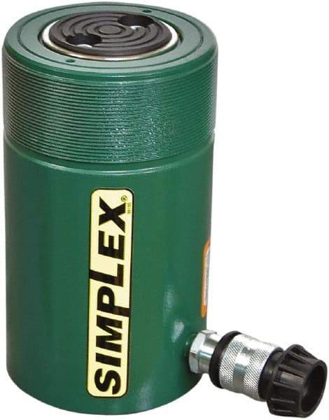 TK Simplex - 6" Stroke, 75 Ton Portable Hydraulic Single Acting Cylinder - 15.9 Sq In Effective Area, 95.4 Cu In Oil Capacity, 11.31 to 17.37" High, 3.75" Cyl Bore Diam, 4-1/2" Plunger Diam, 10,000 Max psi - Top Tool & Supply