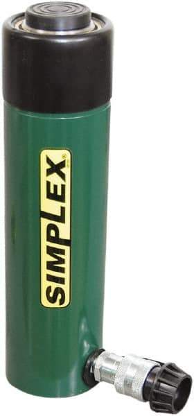 TK Simplex - 8-1/4" Stroke, 30 Ton Portable Hydraulic Single Acting Cylinder - 6.49 Sq In Effective Area, 53.6 Cu In Oil Capacity, 15.25 to 23.5" High, 2.25" Cyl Bore Diam, 2-7/8" Plunger Diam, 10,000 Max psi - Top Tool & Supply