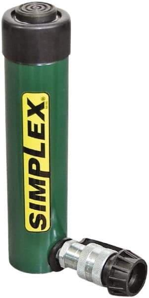 TK Simplex - 6-3/8" Stroke, 15 Ton Portable Hydraulic Single Acting Cylinder - 3.14 Sq In Effective Area, 19 Cu In Oil Capacity, 10.69 to 17.07" High, 1.63" Cyl Bore Diam, 2" Plunger Diam, 10,000 Max psi - Top Tool & Supply