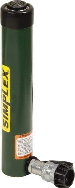 TK Simplex - 10" Stroke, 10 Ton Portable Hydraulic Single Acting Cylinder - 2.24 Sq In Effective Area, 22.65 Cu In Oil Capacity, 13.78 to 23.78" High, 1.5" Cyl Bore Diam, 1.69" Plunger Diam, 10,000 Max psi - Top Tool & Supply