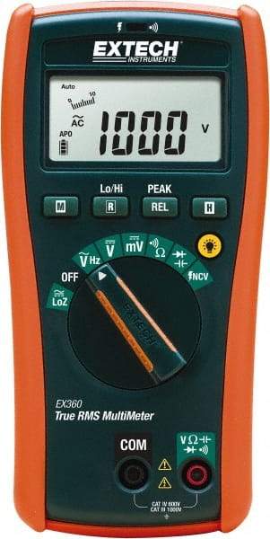 Extech - EX360, CAT IV, 1,000 VAC/VDC, Digital True RMS Multimeter - 40 mOhm, Measures Voltage, Capacitance, Frequency, Resistance - Top Tool & Supply