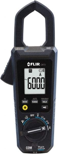 FLIR - CM72, CAT IV, Digital True RMS Auto Ranging Clamp Meter with 1.38" Clamp On Jaws - 600 VAC/VDC, 600 AC Amps, Measures Voltage, Capacitance, Continuity, Current, Frequency, Resistance - Top Tool & Supply