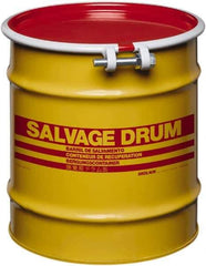 Made in USA - 10 Gallon Cylindrical Carbon Steel Open Head Drum - 17" High x 14" Diam - Top Tool & Supply