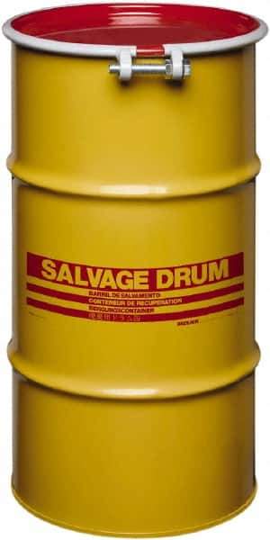 Made in USA - 16 Gallon Cylindrical Carbon Steel Open Head Drum - 27" High x 14" Diam - Top Tool & Supply