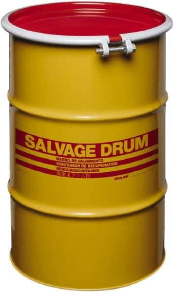 Made in USA - 30 Gallon Cylindrical Carbon Steel Open Head Drum - 27-1/2" High x 18-1/4" Diam - Top Tool & Supply