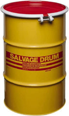 Made in USA - 30 Gallon Cylindrical Carbon Steel Open Head Drum - 27-1/2" High x 18-1/4" Diam - Top Tool & Supply