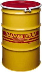 Made in USA - 55 Gallon Cylindrical Carbon Steel Open Head Drum - 33" High x 22-1/2" Diam - Top Tool & Supply