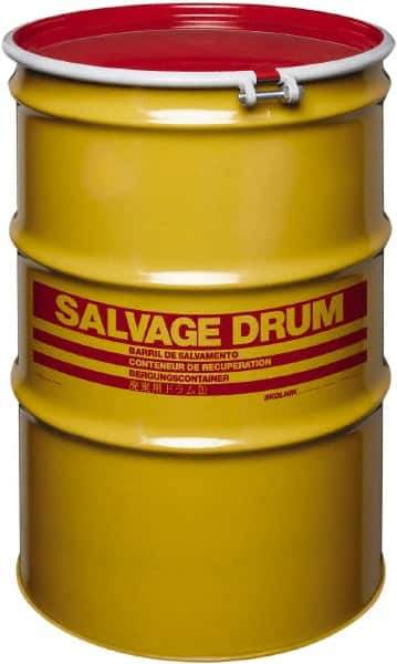 Made in USA - 85 Gallon Cylindrical Carbon Steel Open Head Drum - 37" High x 26" Diam - Top Tool & Supply