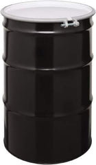 Made in USA - 55 Gallon Cylindrical Carbon Steel Open Head Drum - 33" High x 22-1/2" Diam - Top Tool & Supply