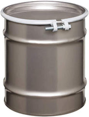 Made in USA - 10 Gallon Cylindrical Stainless Steel Open Head Drum - 17" High x 14" Diam - Top Tool & Supply